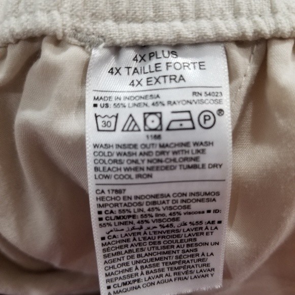 NWT Old Navy Wide Leg Oatmeal Linen Pants 4X - Picture 3 of 5